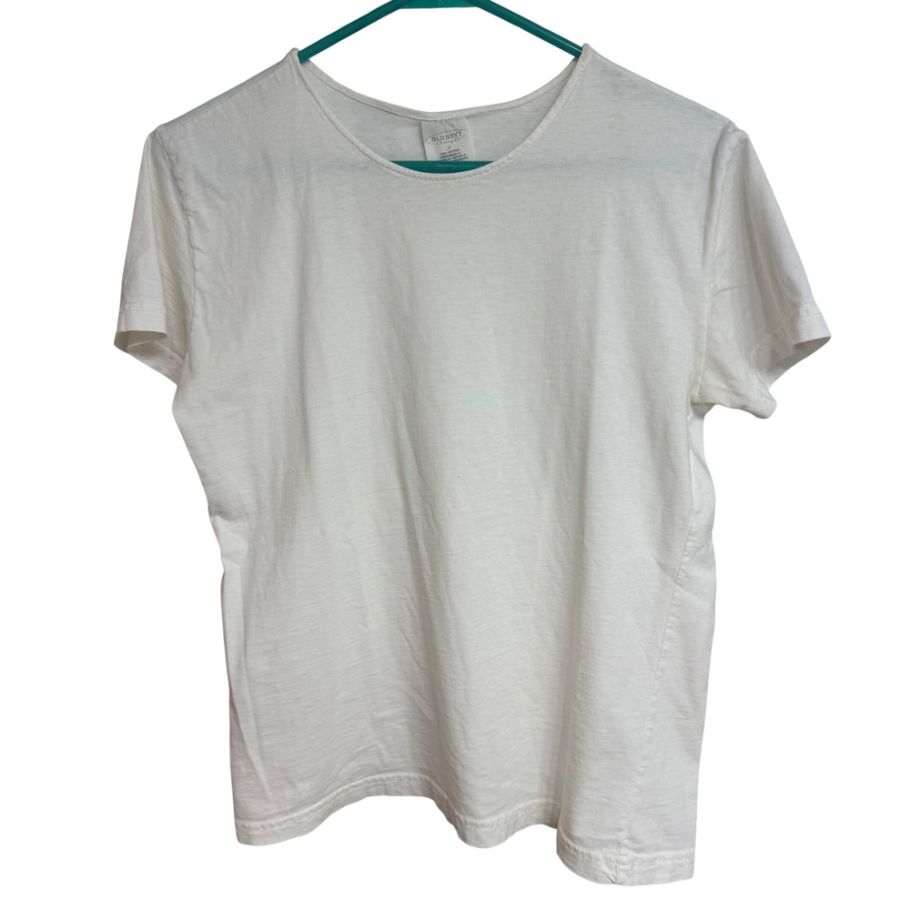 Old Navy Vintage White Short Sleeve Cotton Crew Neck T-Shirt S Preppy 90's Y2K